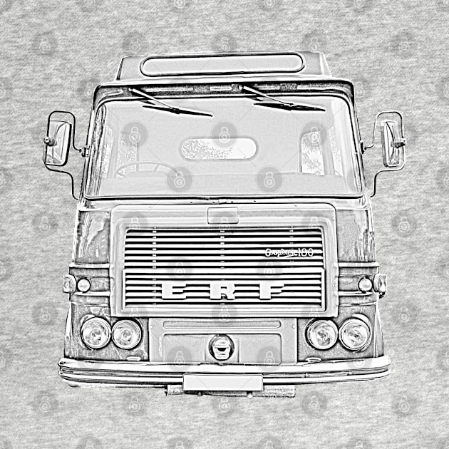 Vintage 1970s ERF A Series lorry monochrome photo by soitwouldseem